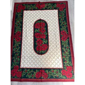 Charter Club Red Green Gold Christmas Holiday Tablecloth 66" x 49" Oblong Cotton